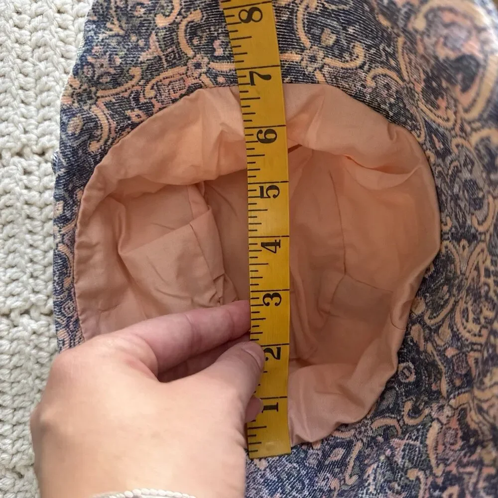 VTG 1990s Children’s Pastel Soft Denim Paisley Bucket Hat With Bow Pink Blue